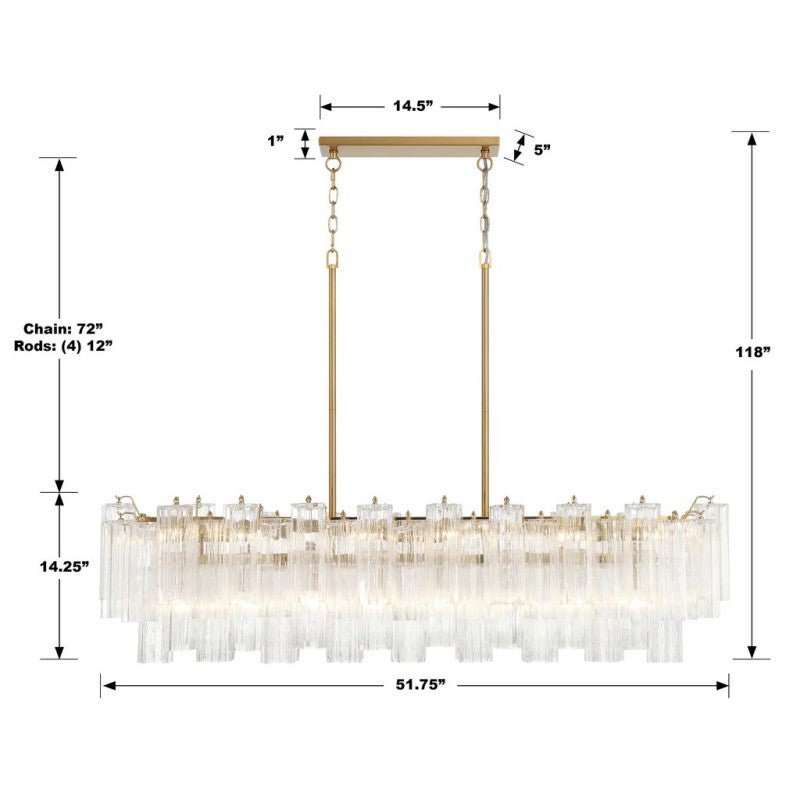 Ayla Linear 14 - Light Chandelier - Cyran Lamps