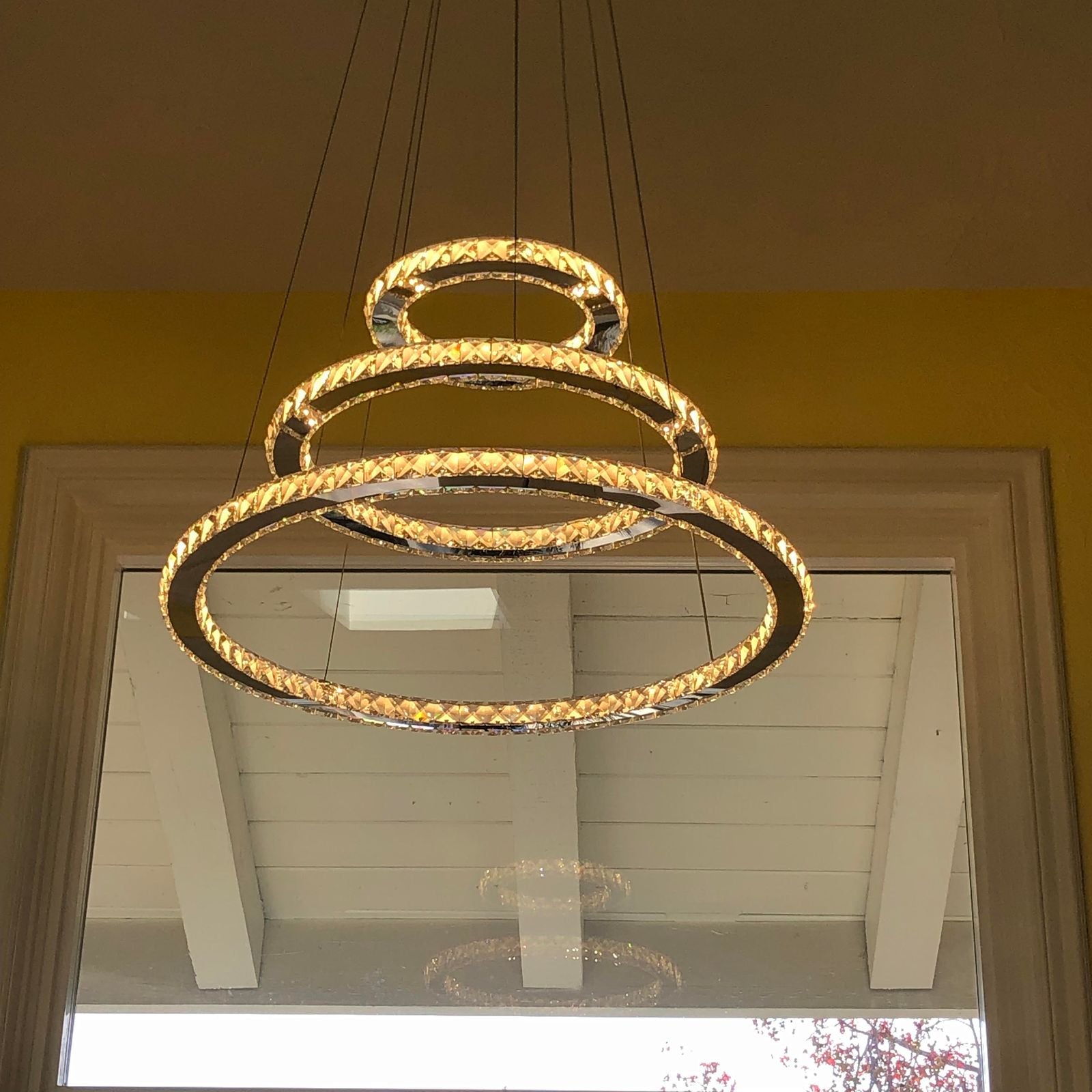 Light Luxury 5/6/7 Rings Crystal Chandelier for Staircase/Foyer/Villa