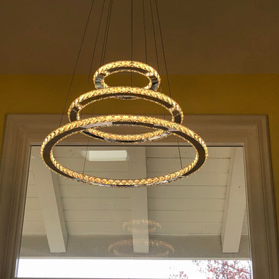 Light Luxury 5/6/7 Rings Crystal Chandelier for Staircase/Foyer/Villa