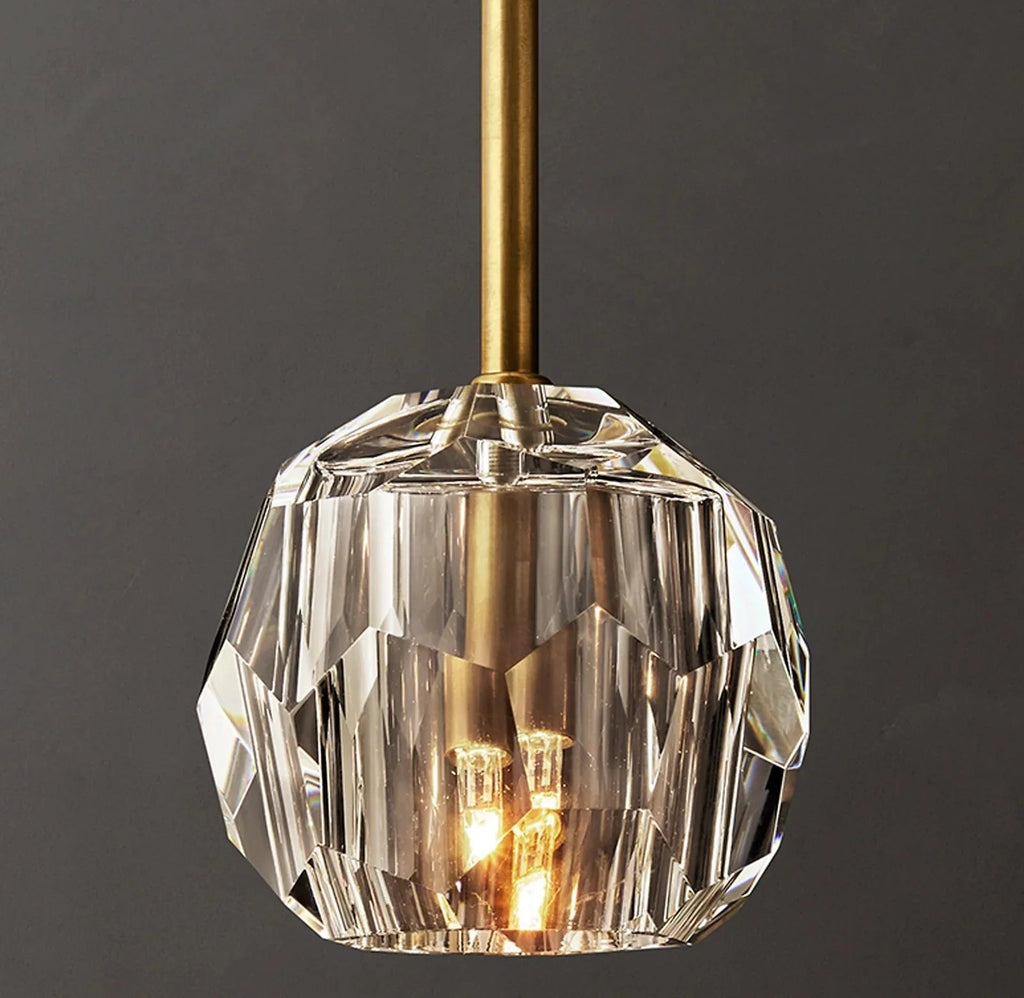 Beula De Clear Cristal Glass Rod Pendant - Cyran Lamps