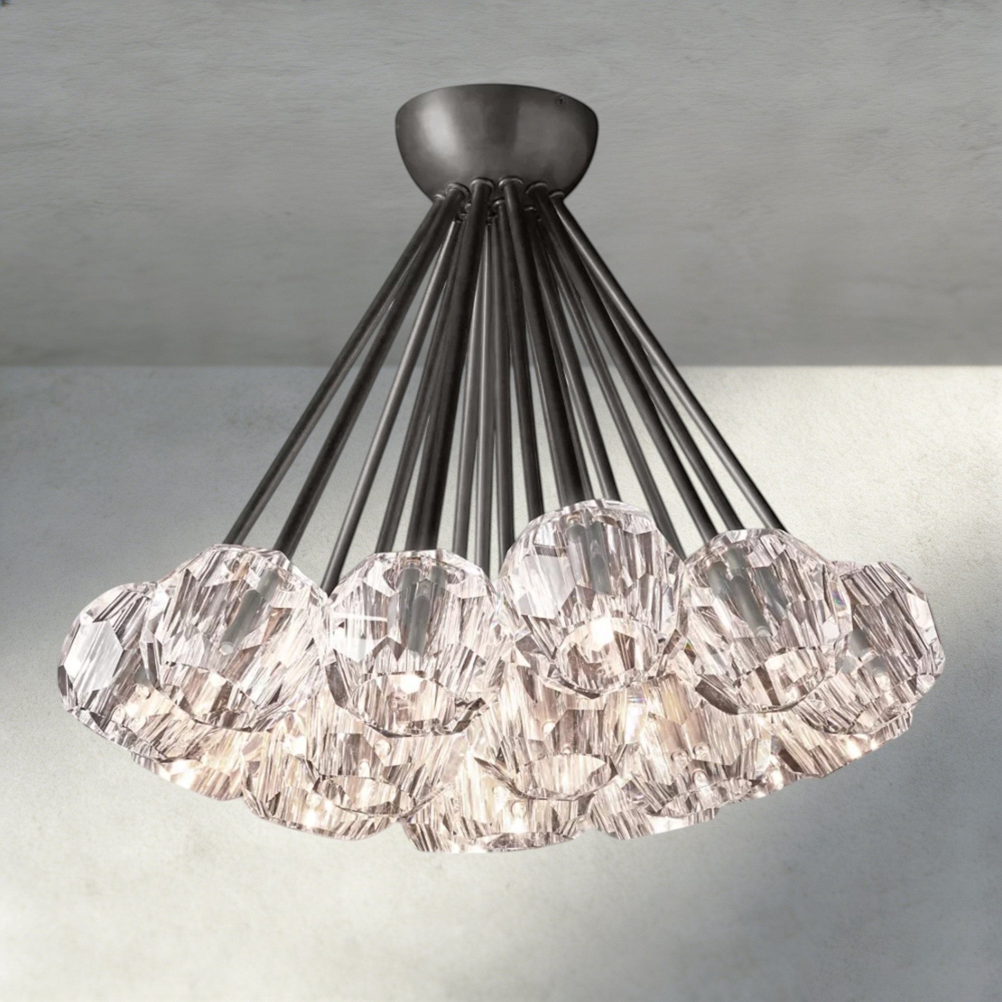 Beula De Clear/ Smoke Cristal Flushmount 24" - Cyran Lamps