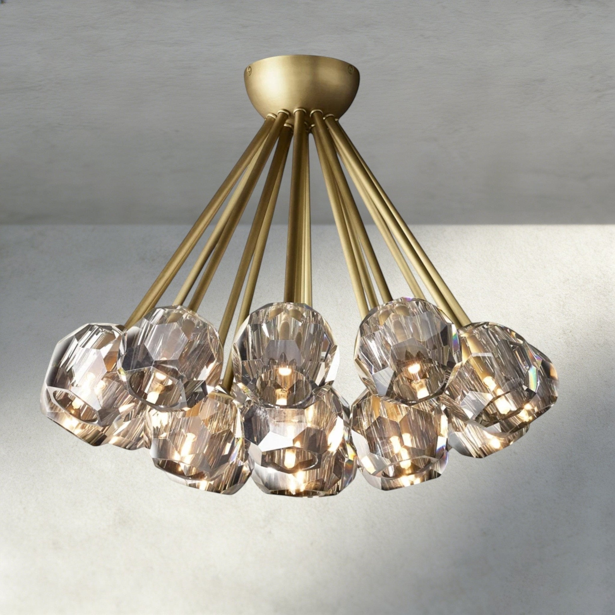 Beula De Clear/ Smoke Cristal Flushmount 24" - Cyran Lamps