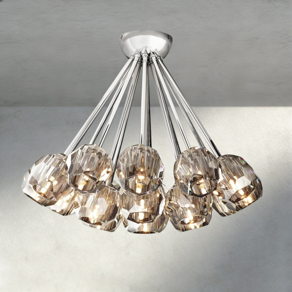 Beula De Clear/ Smoke Cristal Flushmount 24" - Cyran Lamps