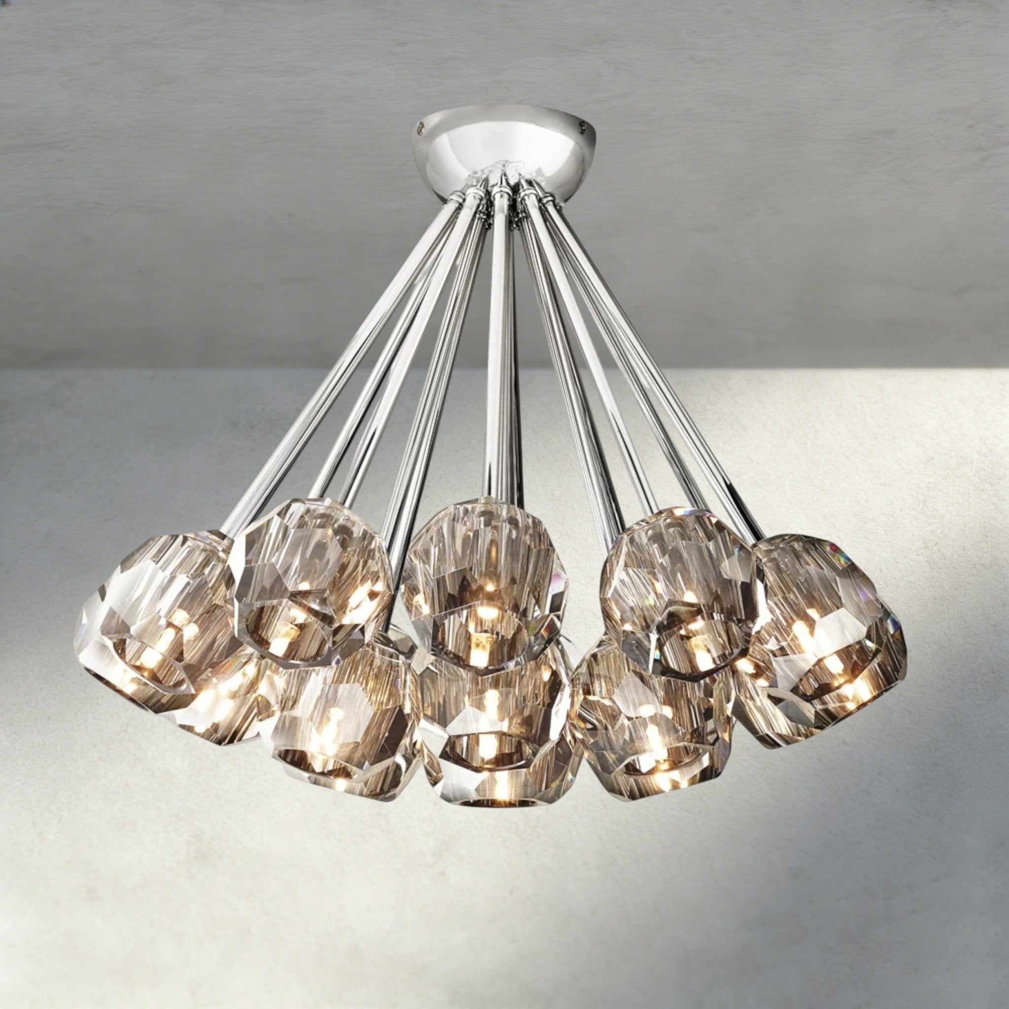 Beula De Clear/ Smoke Cristal Flushmount 24" - Cyran Lamps