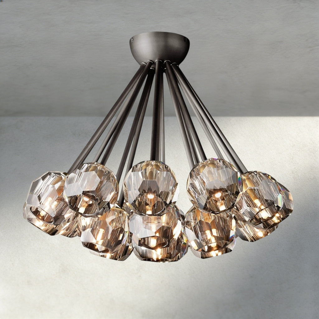 Beula De Clear/ Smoke Cristal Flushmount 24" - Cyran Lamps