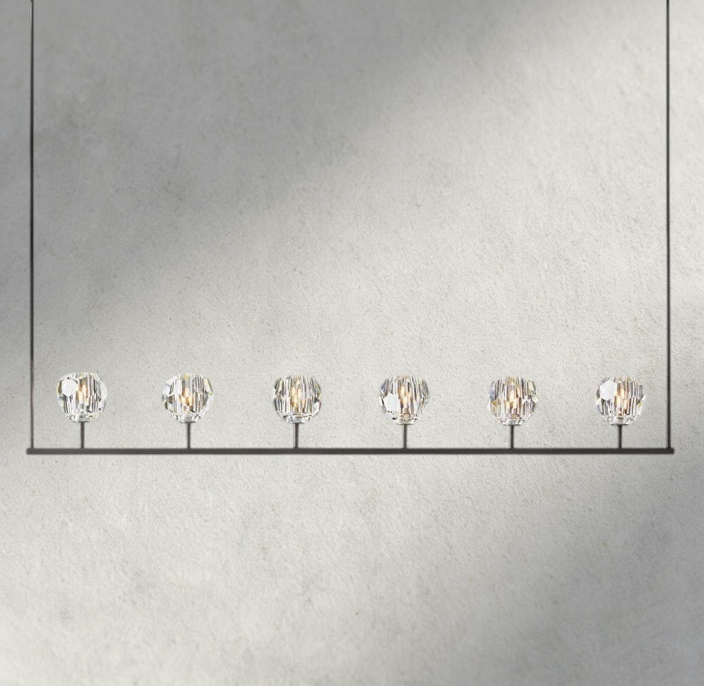Beula De Cristal Clear Glass Linear Chandelier 48", 60" - Cyran Lamps
