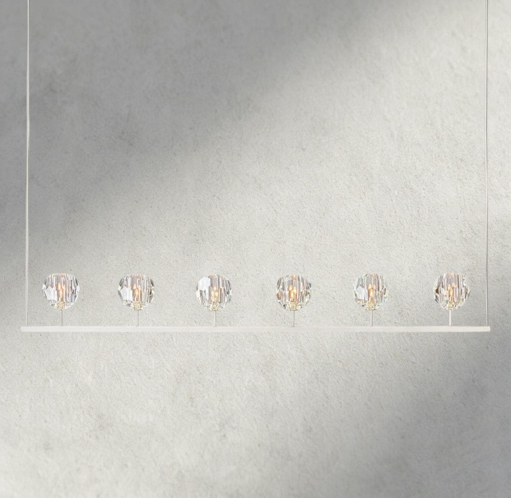 Beula De Cristal Clear Glass Linear Chandelier 48", 60" - Cyran Lamps
