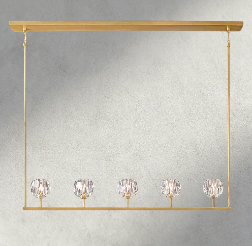 Beula De Cristal Clear Glass Linear Chandelier 48", 60" - Cyran Lamps