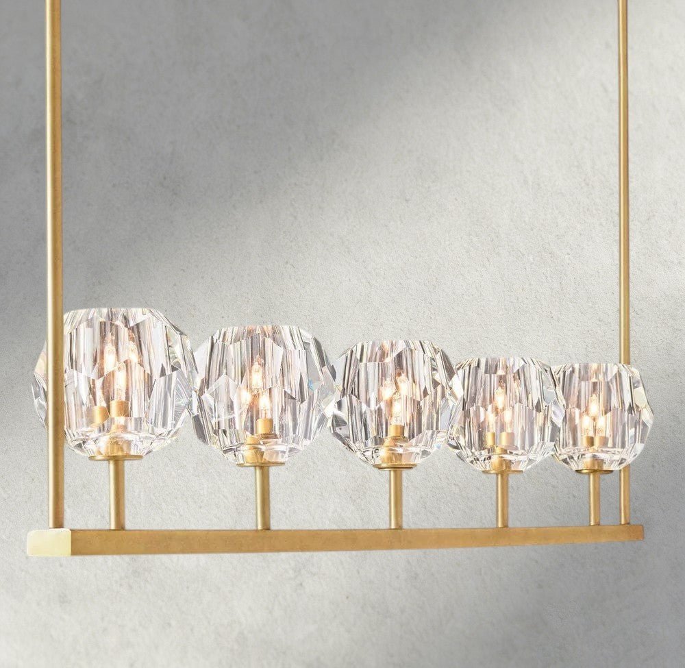 Beula De Cristal Clear Glass Linear Chandelier 48", 60" - Cyran Lamps