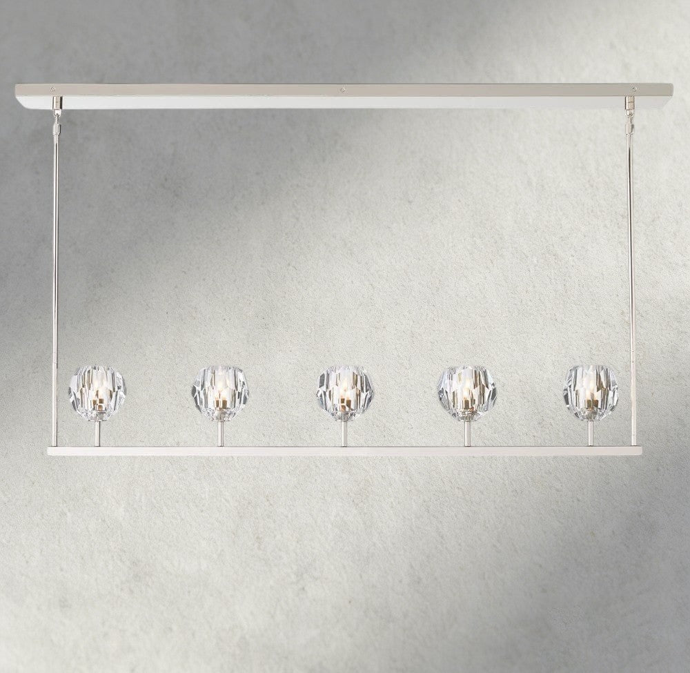 Beula De Cristal Clear Glass Linear Chandelier 48", 60" - Cyran Lamps