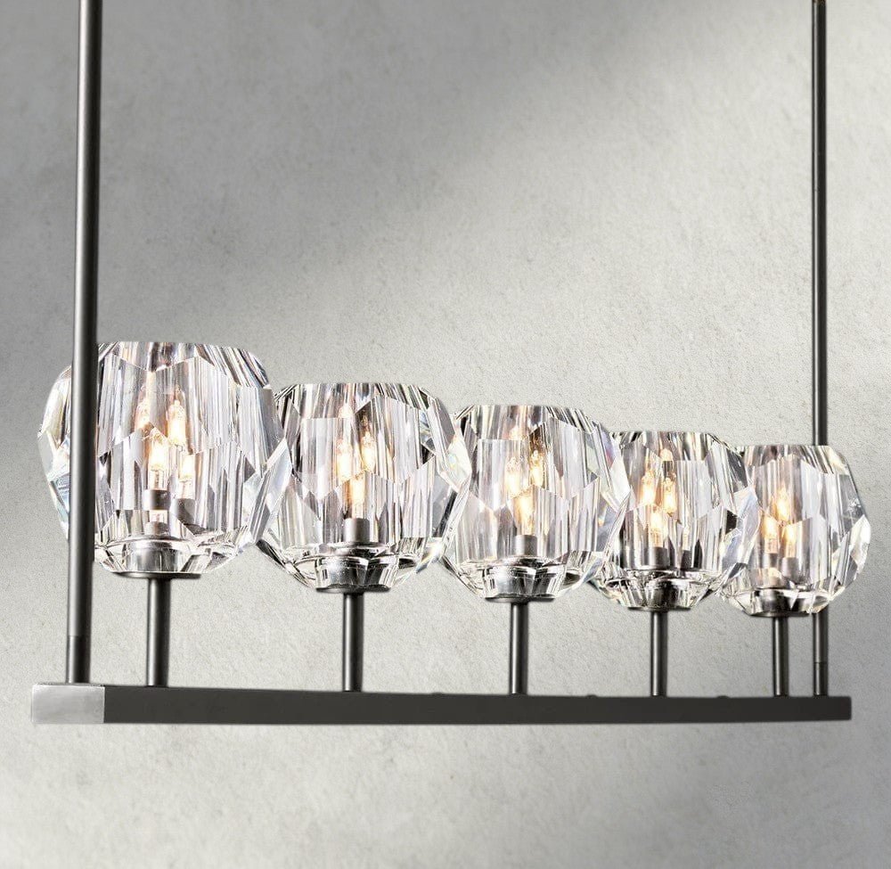 Beula De Cristal Clear Glass Linear Chandelier 48", 60" - Cyran Lamps