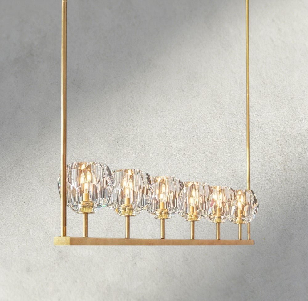 Beula De Cristal Clear Glass Linear Chandelier 48", 60" - Cyran Lamps