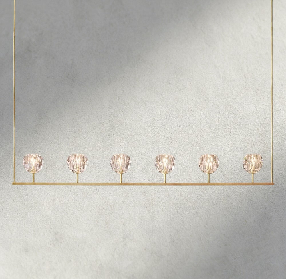 Beula De Cristal Clear Glass Linear Chandelier 48", 60" - Cyran Lamps