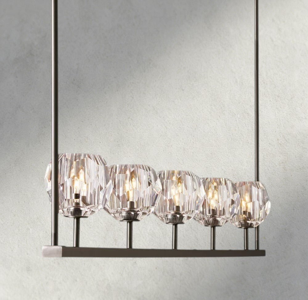 Beula De Cristal Clear Glass Linear Chandelier 48", 60" - Cyran Lamps
