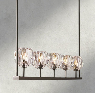 Beula De Cristal Clear Glass Linear Chandelier 48", 60" - Cyran Lamps