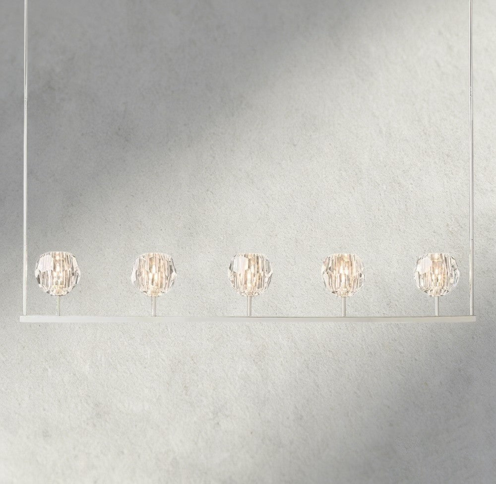 Beula De Cristal Clear Glass Linear Chandelier 48", 60" - Cyran Lamps