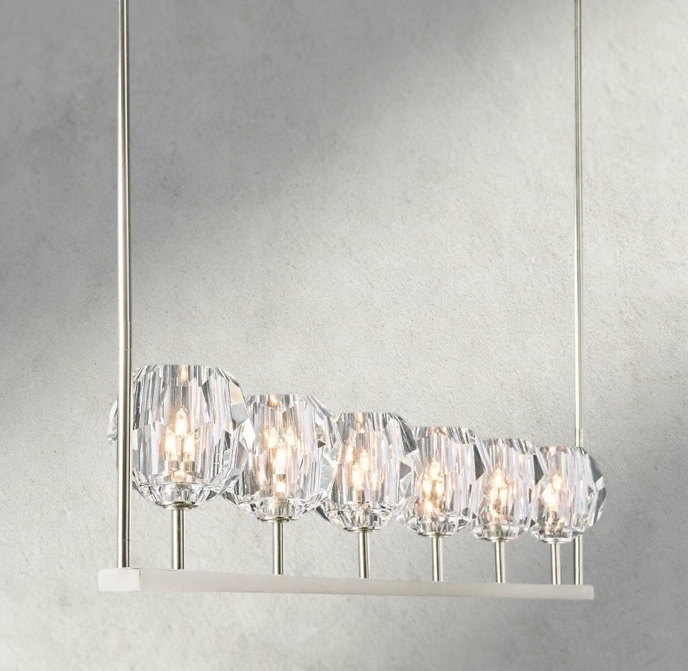 Beula De Cristal Clear Glass Linear Chandelier 48", 60" - Cyran Lamps