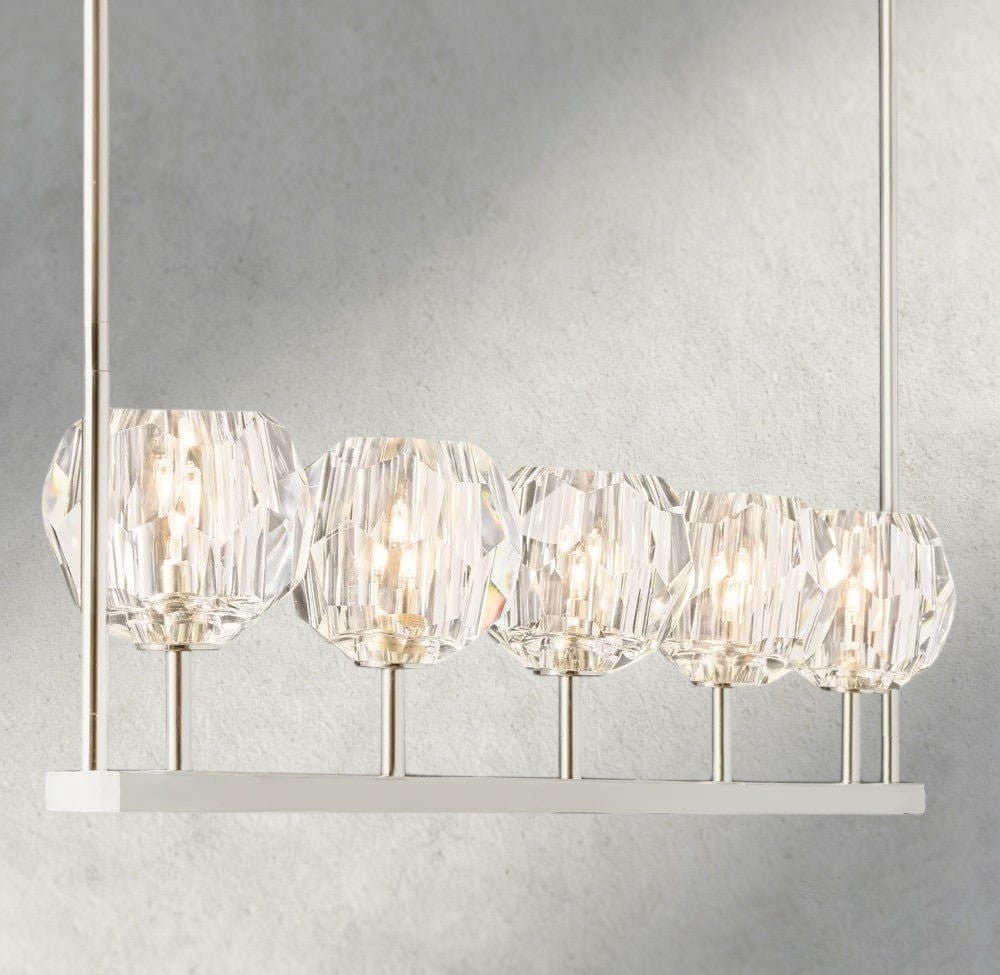 Beula De Cristal Clear Glass Linear Chandelier 48", 60" - Cyran Lamps