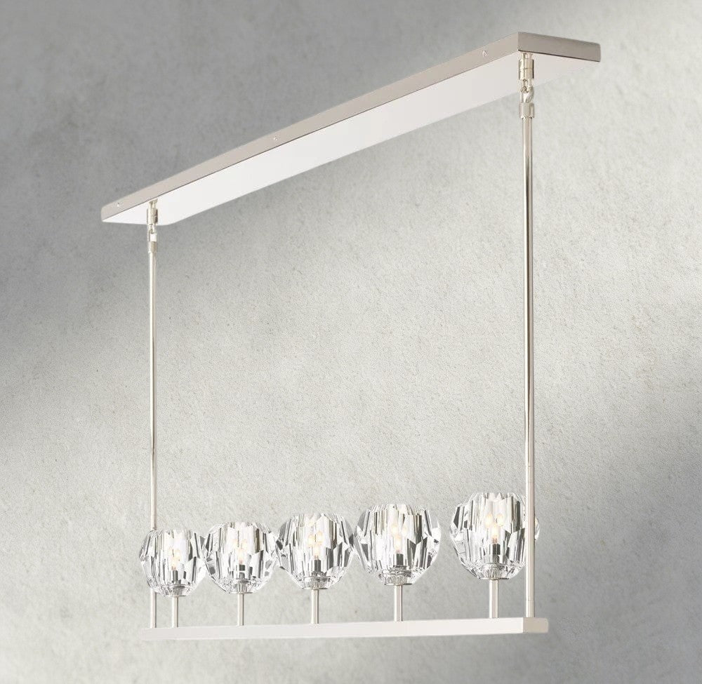 Beula De Cristal Clear Glass Linear Chandelier 48", 60" - Cyran Lamps