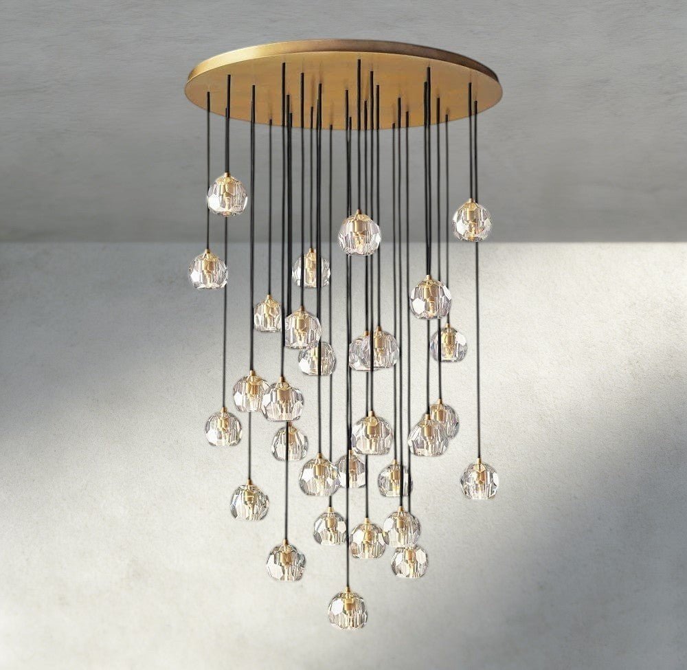 Beula De Cristal Clear/ Smoke Glass Round Cluster Chandelier 14", 19", 24", 30", 40" - Cyran Lamps
