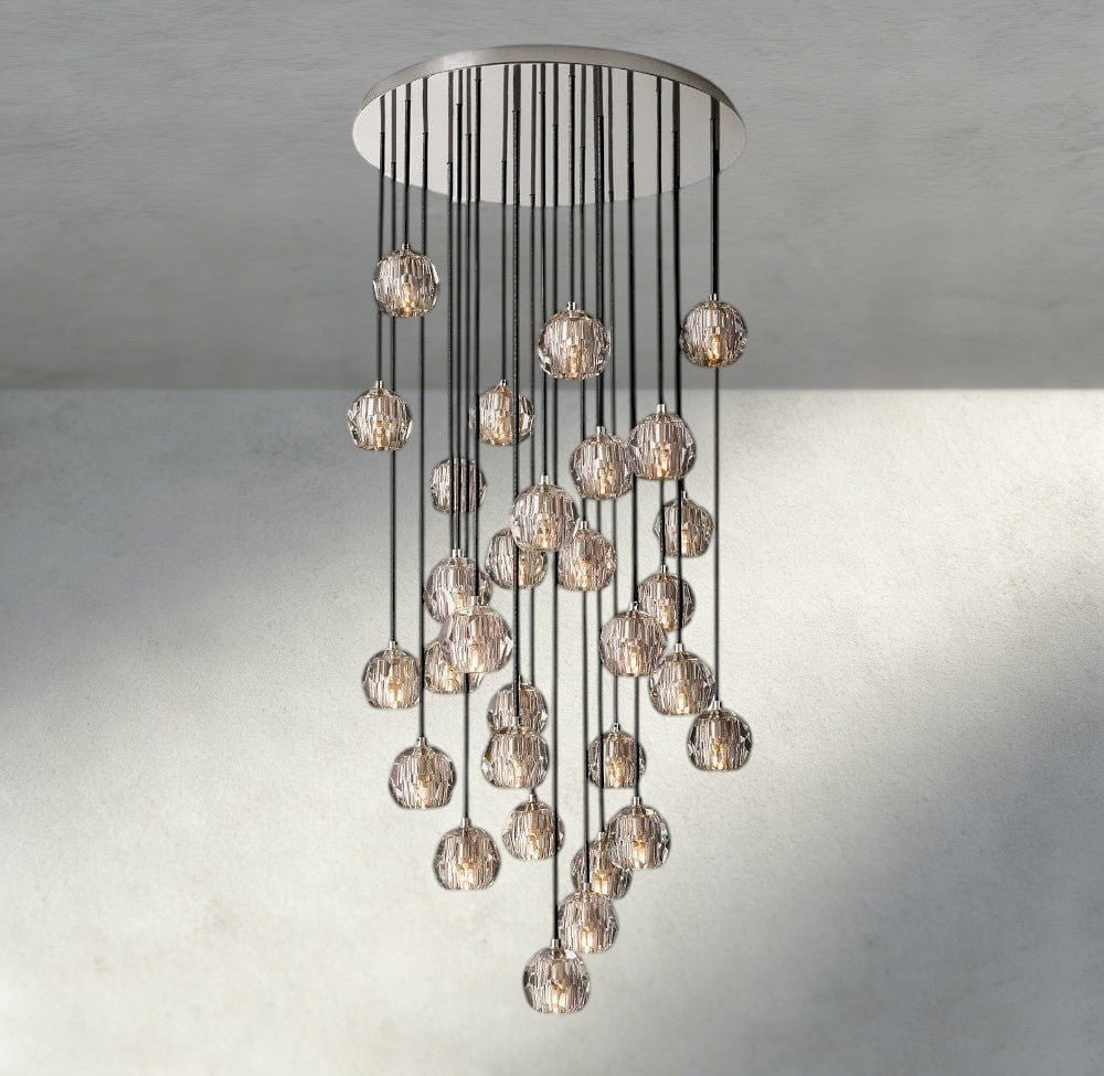 Beula De Cristal Clear/ Smoke Glass Round Cluster Chandelier 14", 19", 24", 30", 40" - Cyran Lamps