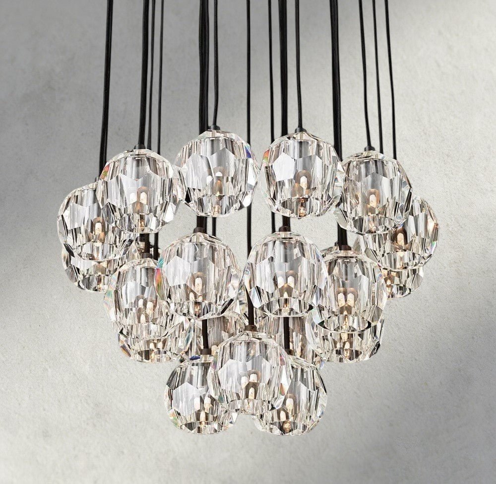 Beula De Cristal Clear/ Smoke Glass Round Cluster Chandelier 14", 19", 24", 30", 40" - Cyran Lamps