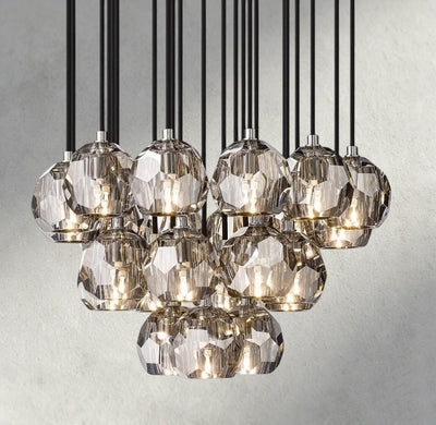 Beula De Cristal Clear/ Smoke Glass Round Cluster Chandelier 14", 19", 24", 30", 40" - Cyran Lamps