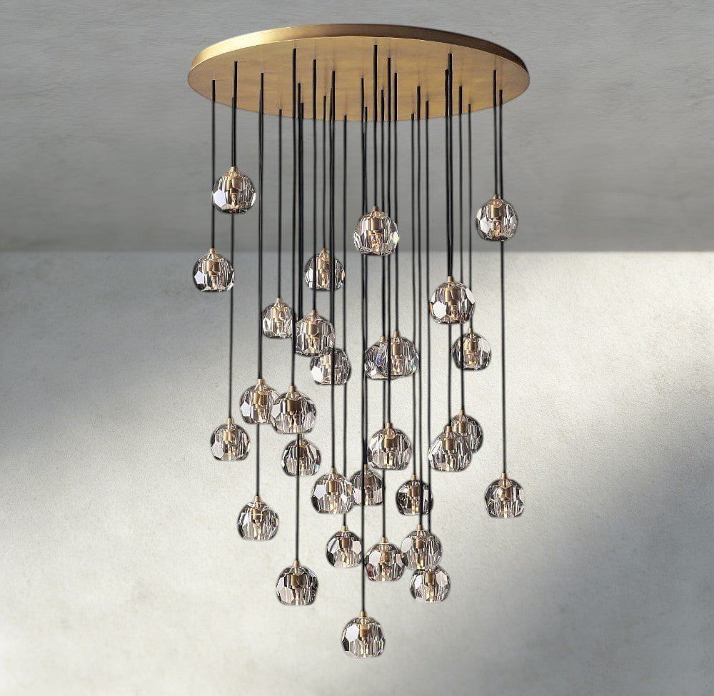 Beula De Cristal Clear/ Smoke Glass Round Cluster Chandelier 14", 19", 24", 30", 40" - Cyran Lamps