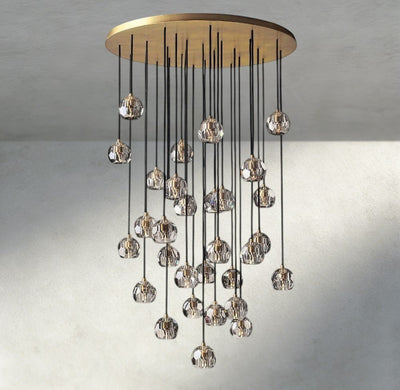 Beula De Cristal Clear/ Smoke Glass Round Cluster Chandelier 14", 19", 24", 30", 40" - Cyran Lamps