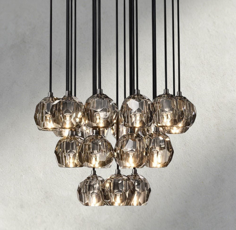 Beula De Cristal Clear/ Smoke Glass Round Cluster Chandelier 14", 19", 24", 30", 40" - Cyran Lamps