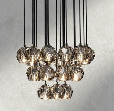 Beula De Cristal Clear/ Smoke Glass Round Cluster Chandelier 14", 19", 24", 30", 40" - Cyran Lamps