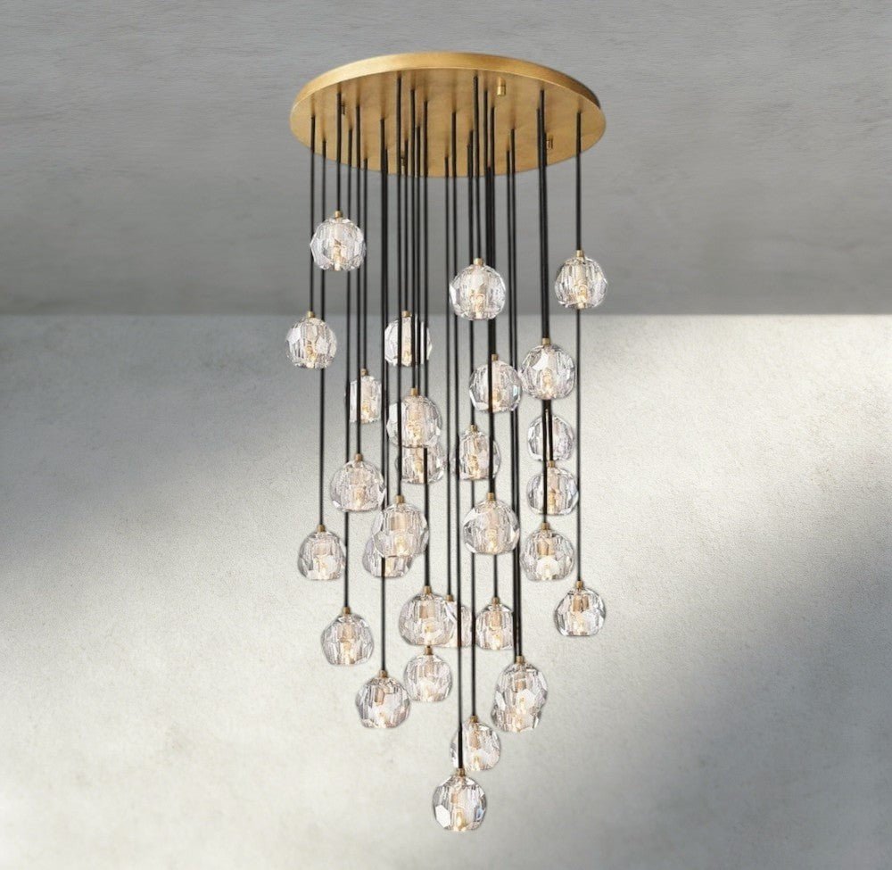 Beula De Cristal Clear/ Smoke Glass Round Cluster Chandelier 14", 19", 24", 30", 40" - Cyran Lamps