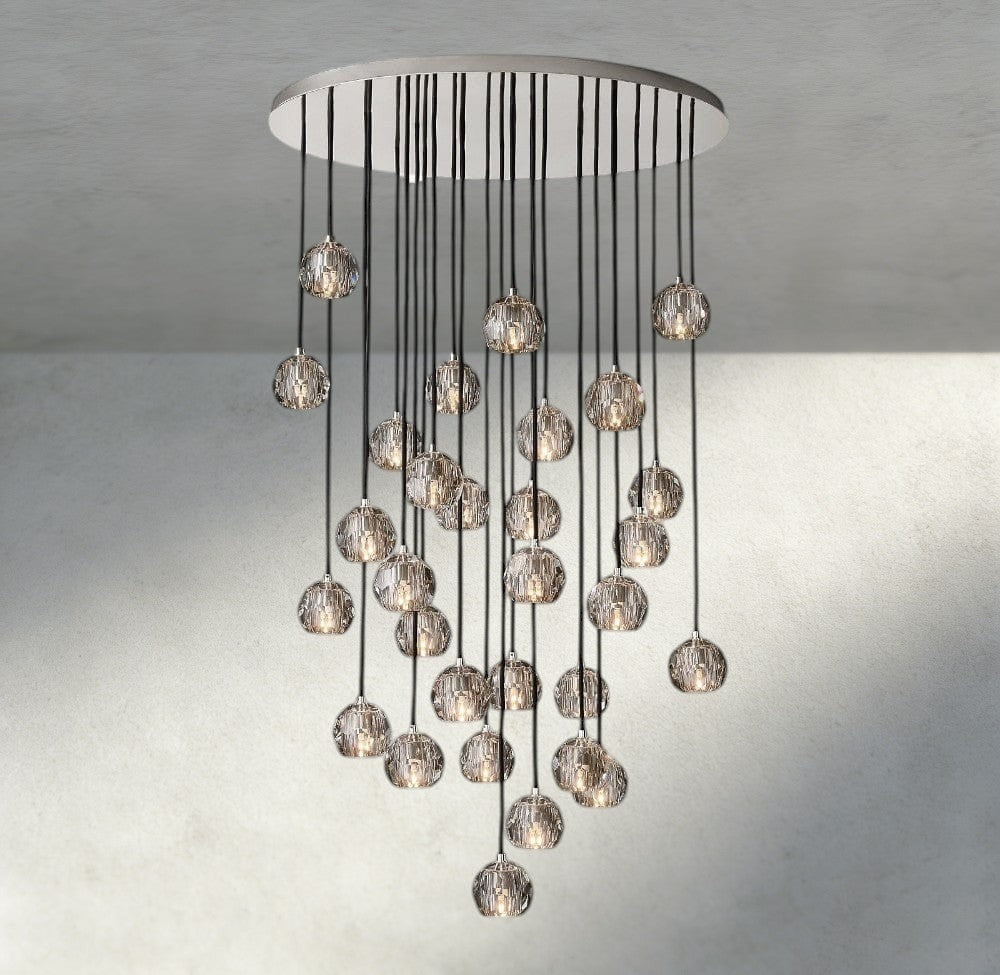 Beula De Cristal Clear/ Smoke Glass Round Cluster Chandelier 14", 19", 24", 30", 40" - Cyran Lamps