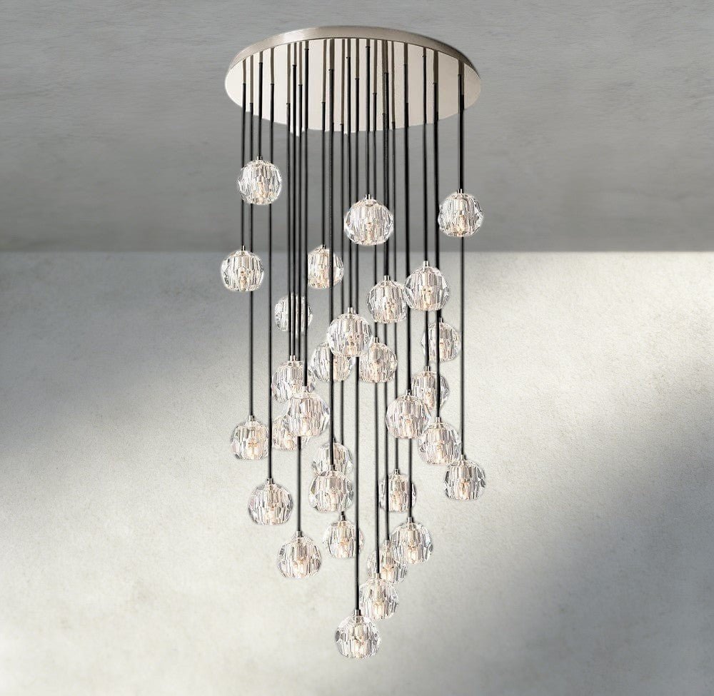 Beula De Cristal Clear/ Smoke Glass Round Cluster Chandelier 14", 19", 24", 30", 40" - Cyran Lamps