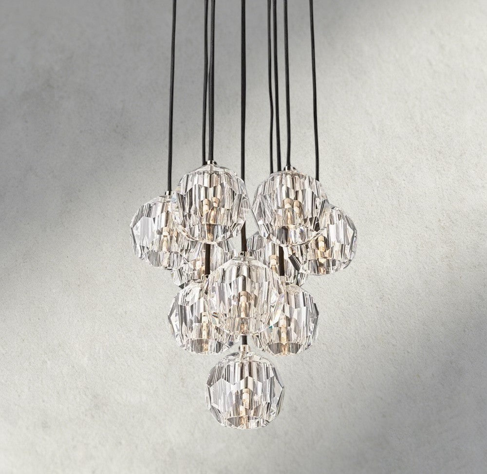 Beula De Cristal Clear/ Smoke Glass Round Cluster Chandelier 14", 19", 24", 30", 40" - Cyran Lamps