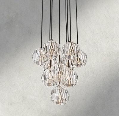 Beula De Cristal Clear/ Smoke Glass Round Cluster Chandelier 14", 19", 24", 30", 40" - Cyran Lamps