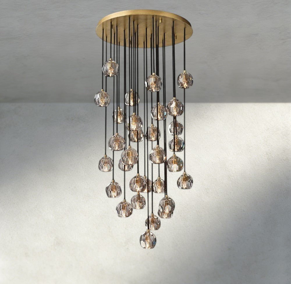 Beula De Cristal Clear/ Smoke Glass Round Cluster Chandelier 14", 19", 24", 30", 40" - Cyran Lamps