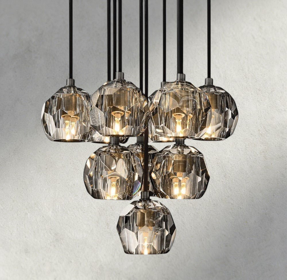 Beula De Cristal Clear/ Smoke Glass Round Cluster Chandelier 14", 19", 24", 30", 40" - Cyran Lamps