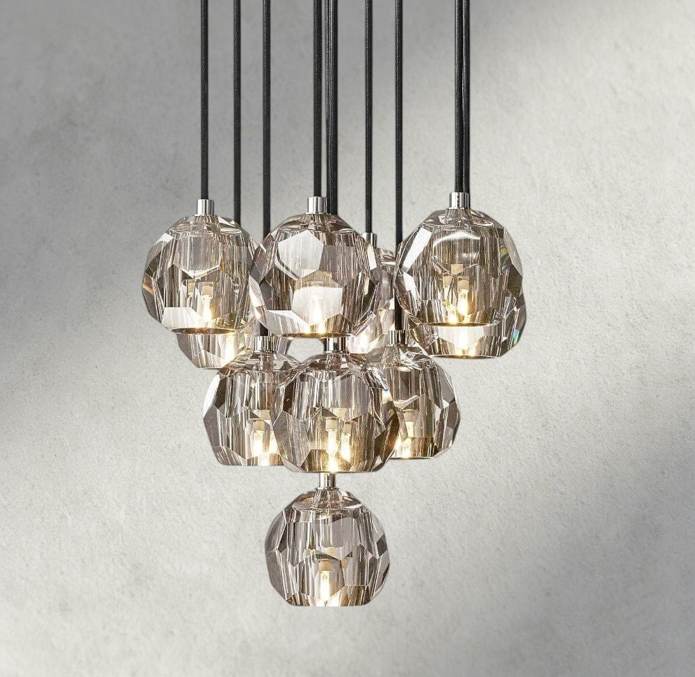 Beula De Cristal Clear/ Smoke Glass Round Cluster Chandelier 14", 19", 24", 30", 40" - Cyran Lamps