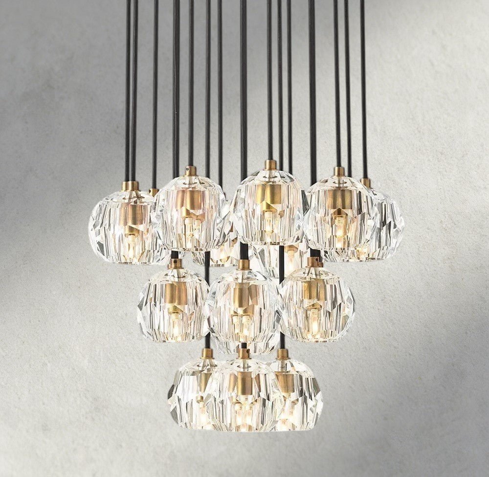 Beula De Cristal Clear/ Smoke Glass Round Cluster Chandelier 14", 19", 24", 30", 40" - Cyran Lamps