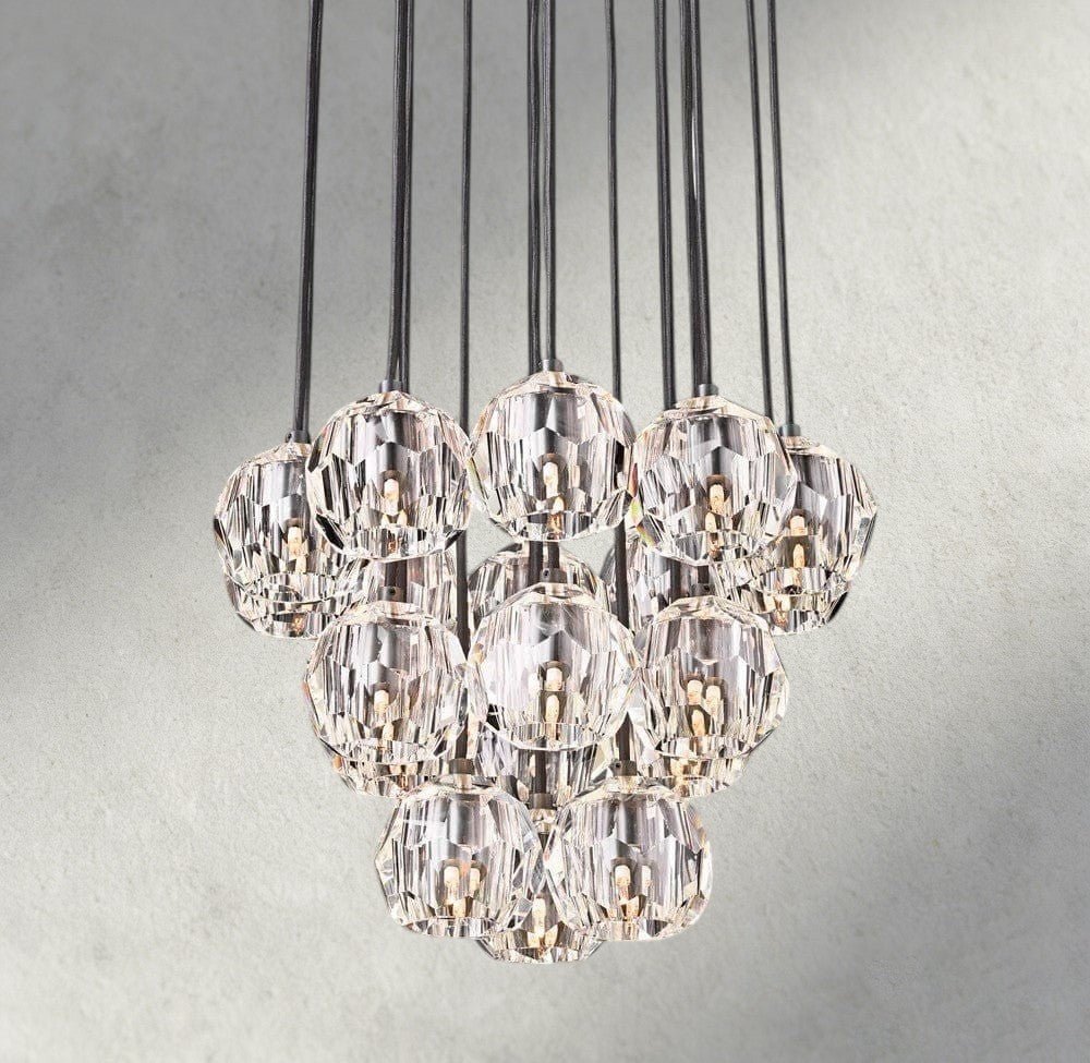 Beula De Cristal Clear/ Smoke Glass Round Cluster Chandelier 14", 19", 24", 30", 40" - Cyran Lamps