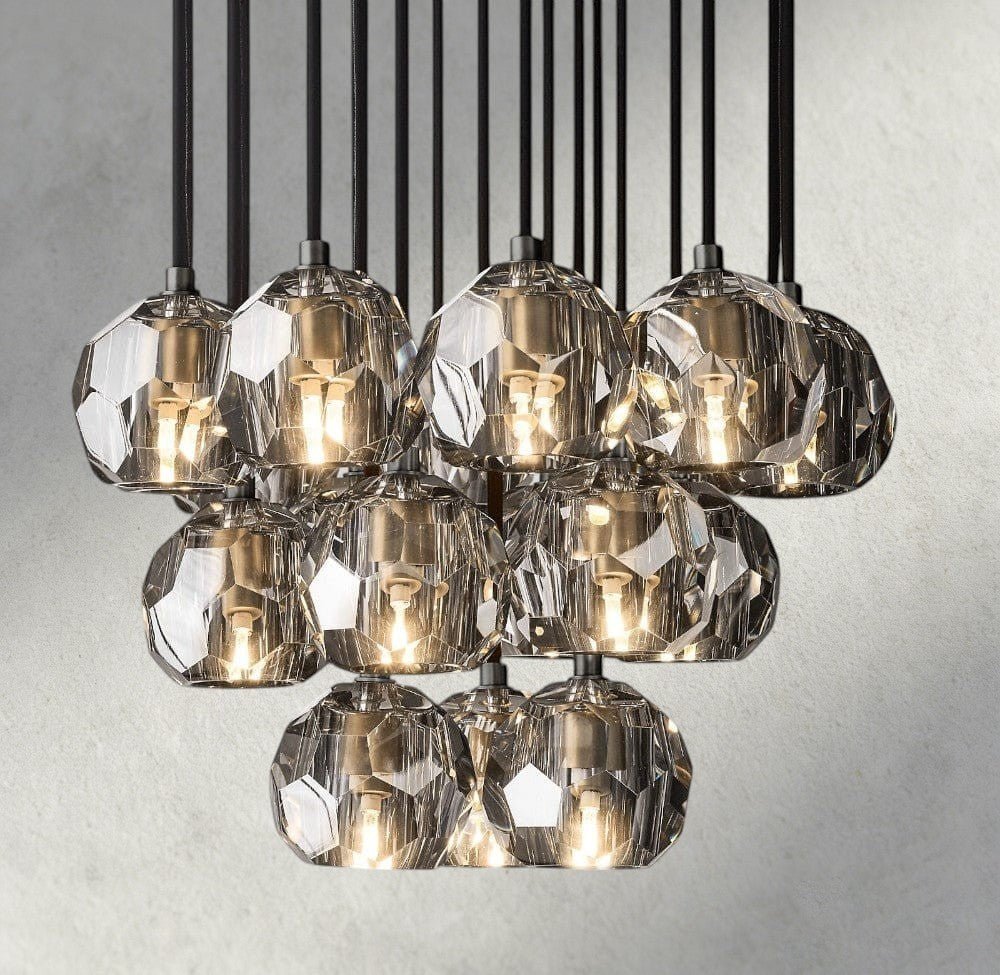 Beula De Cristal Clear/ Smoke Glass Round Cluster Chandelier 14", 19", 24", 30", 40" - Cyran Lamps