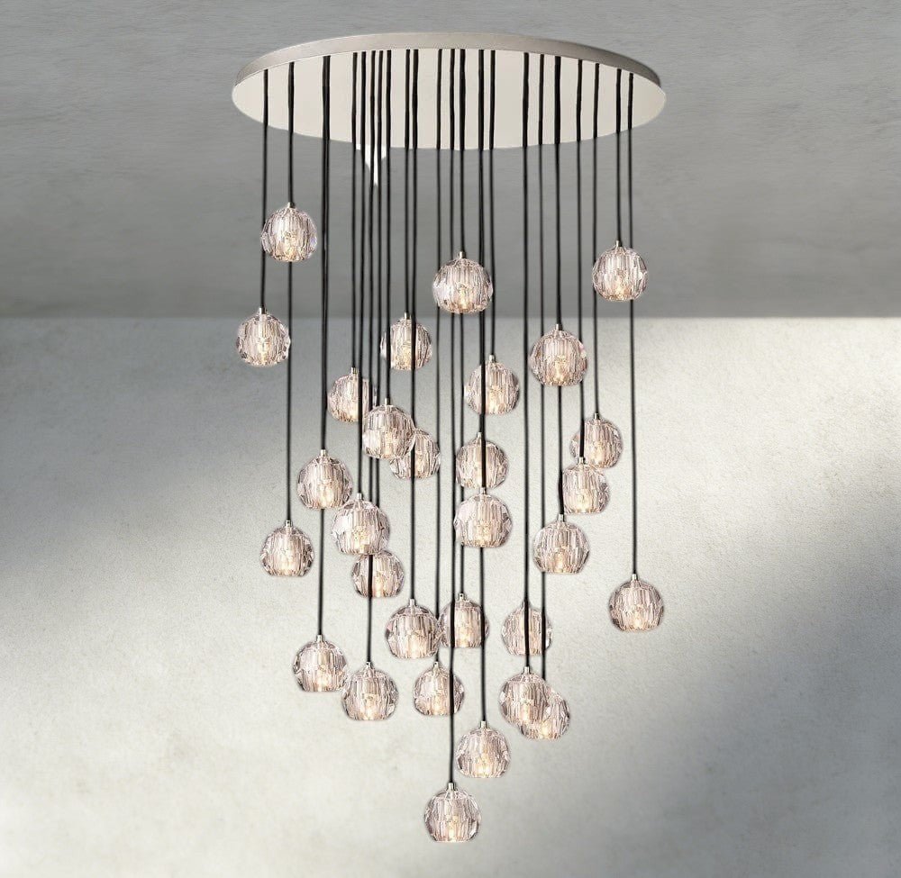 Beula De Cristal Clear/ Smoke Glass Round Cluster Chandelier 14", 19", 24", 30", 40" - Cyran Lamps