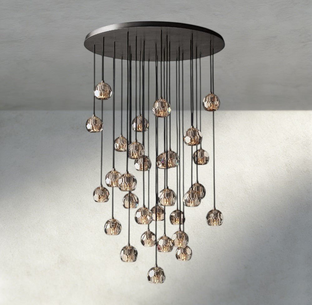 Beula De Cristal Clear/ Smoke Glass Round Cluster Chandelier 14", 19", 24", 30", 40" - Cyran Lamps