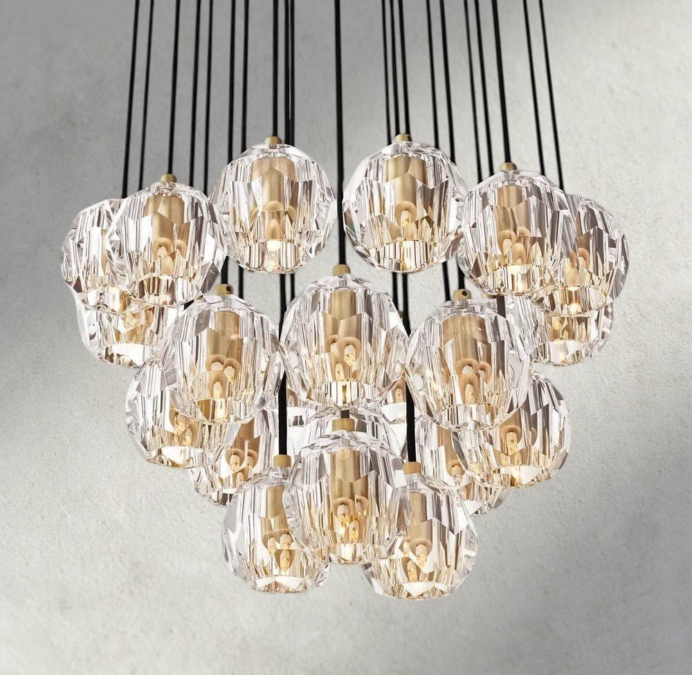 Beula De Cristal Clear/ Smoke Glass Round Cluster Chandelier 14", 19", 24", 30", 40" - Cyran Lamps