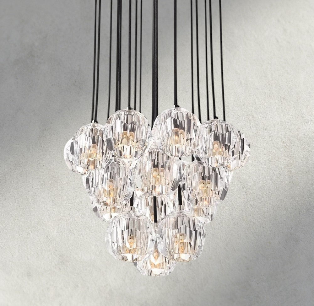 Beula De Cristal Clear/ Smoke Glass Round Cluster Chandelier 14", 19", 24", 30", 40" - Cyran Lamps