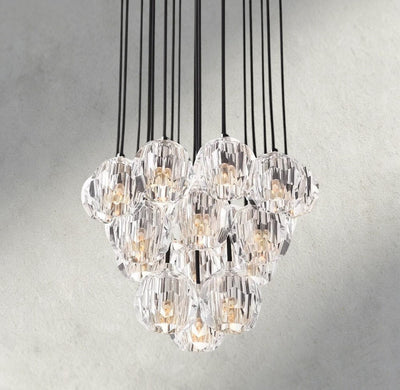 Beula De Cristal Clear/ Smoke Glass Round Cluster Chandelier 14", 19", 24", 30", 40" - Cyran Lamps