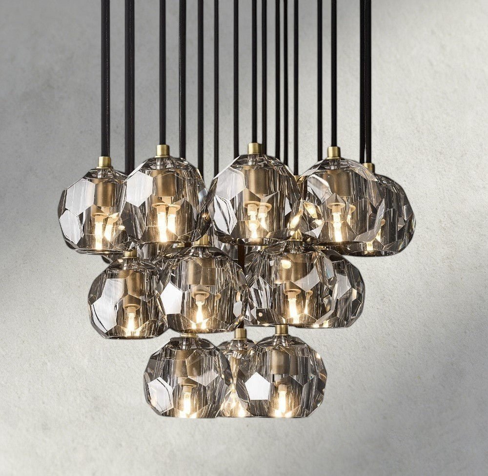 Beula De Cristal Clear/ Smoke Glass Round Cluster Chandelier 14", 19", 24", 30", 40" - Cyran Lamps