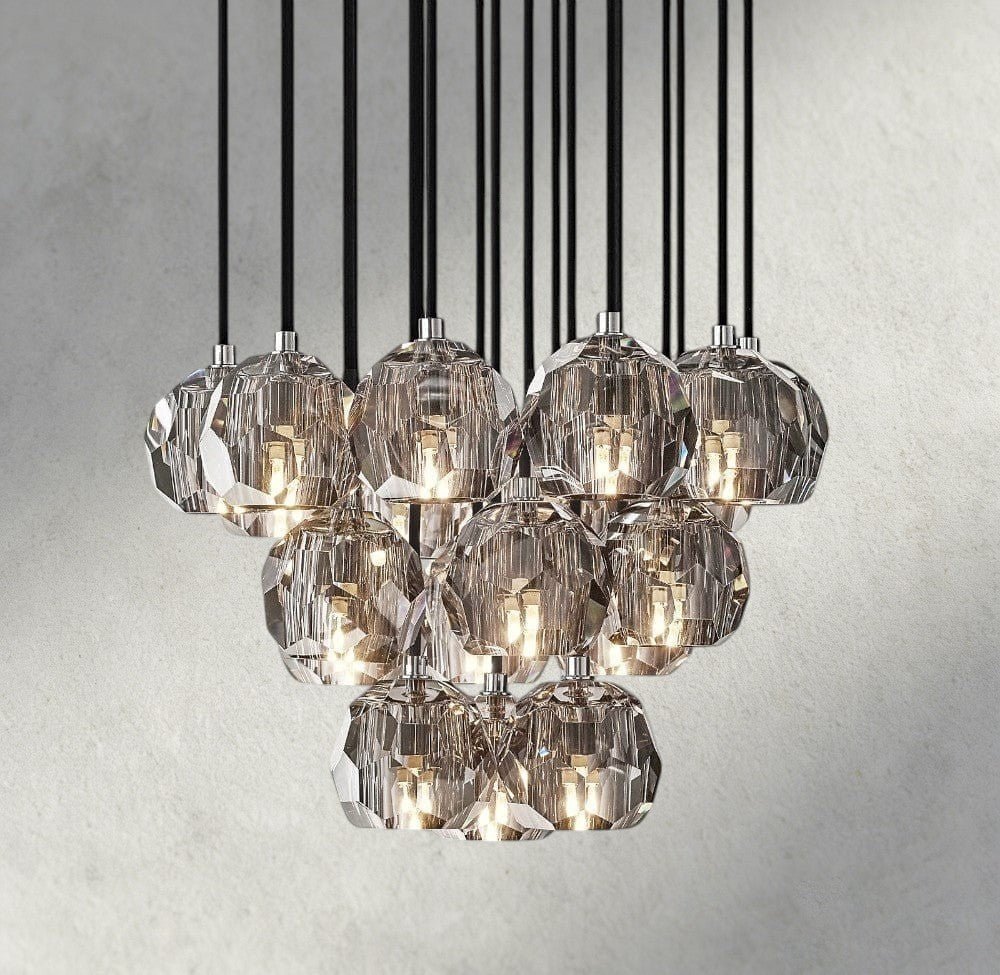 Beula De Cristal Clear/ Smoke Glass Round Cluster Chandelier 14", 19", 24", 30", 40" - Cyran Lamps