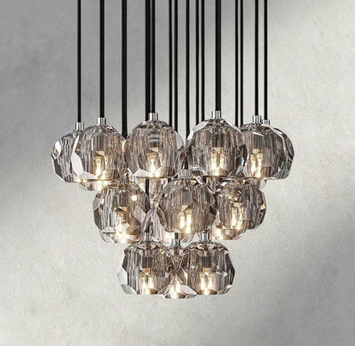 Beula De Cristal Clear/ Smoke Glass Round Cluster Chandelier 14", 19", 24", 30", 40" - Cyran Lamps